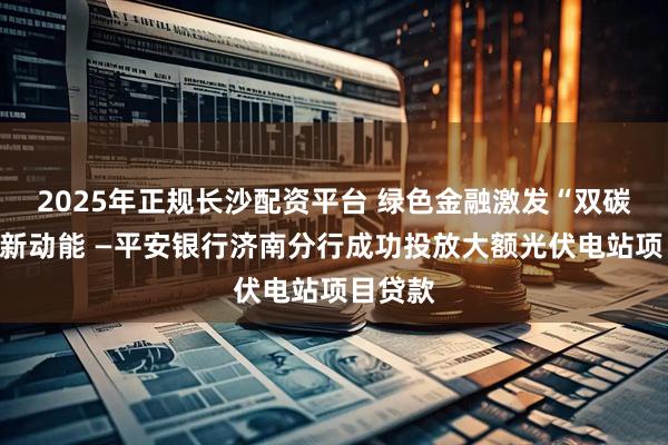 2025年正规长沙配资平台 绿色金融激发“双碳”战略新动能 —平安银行济南分行成功投放大额光伏电站项目贷款