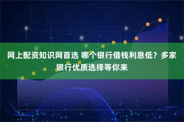网上配资知识网首选 哪个银行借钱利息低？多家银行优质选择等你来